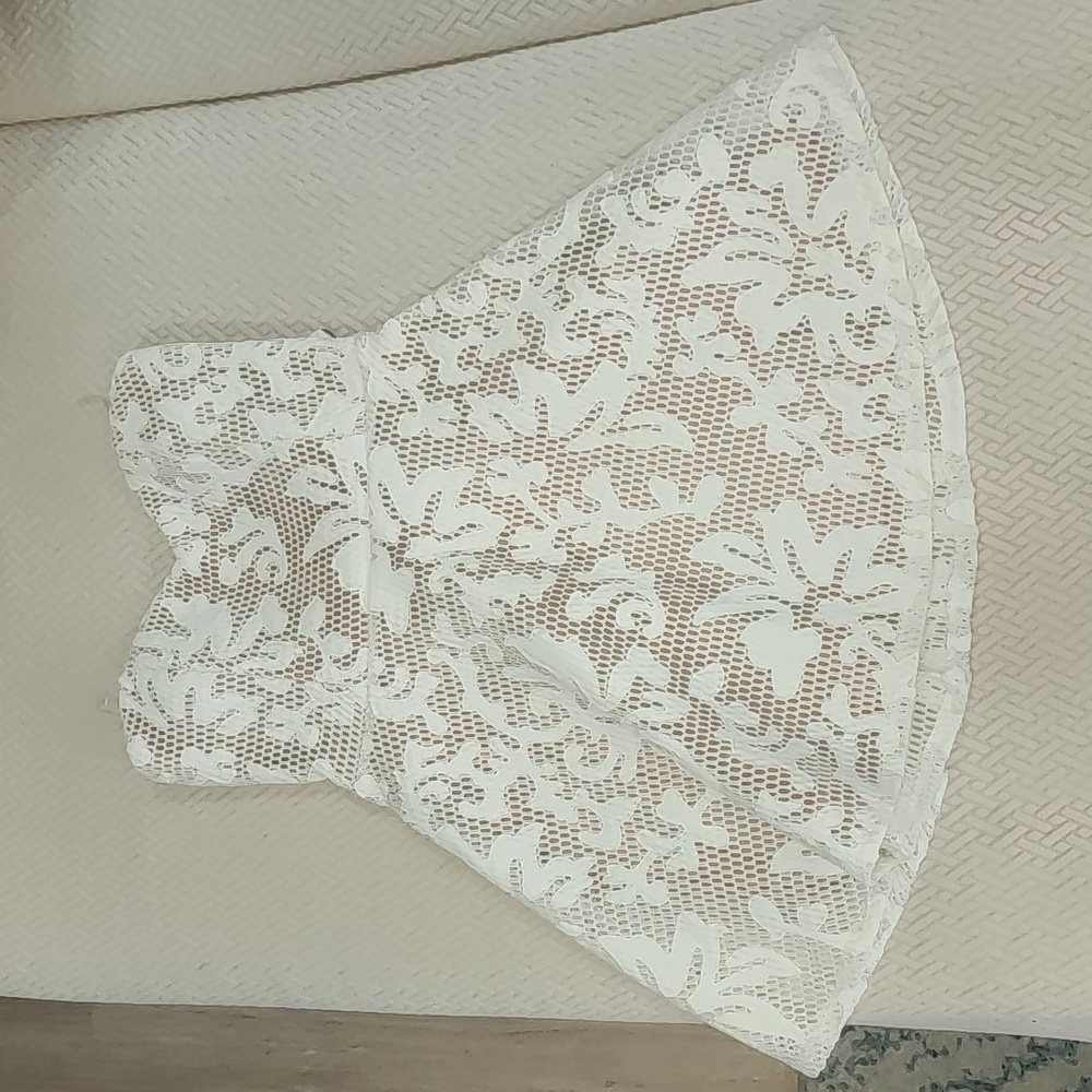 White and Nude Cutout Mini Dress